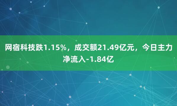 网宿科技跌1.15%，成交额21.49亿元，今日主力净流入-1.84亿