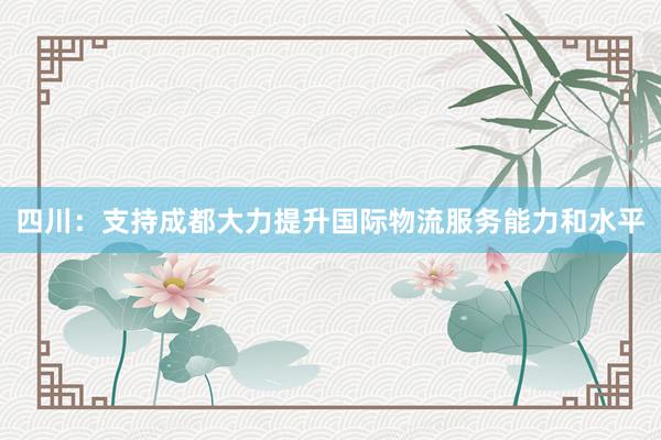 四川：支持成都大力提升国际物流服务能力和水平