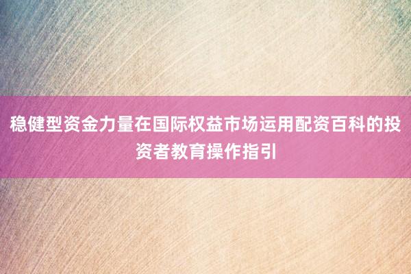 稳健型资金力量在国际权益市场运用配资百科的投资者教育操作指引