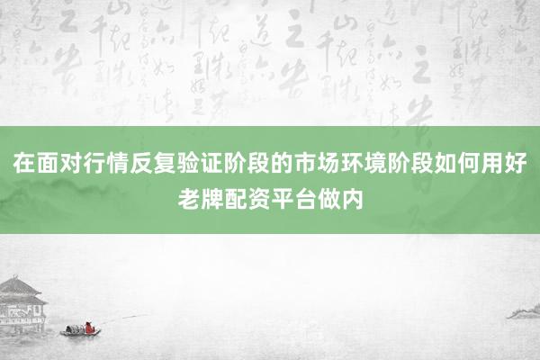 在面对行情反复验证阶段的市场环境阶段如何用好老牌配资平台做内