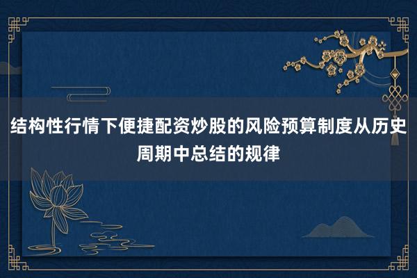 结构性行情下便捷配资炒股的风险预算制度从历史周期中总结的规律