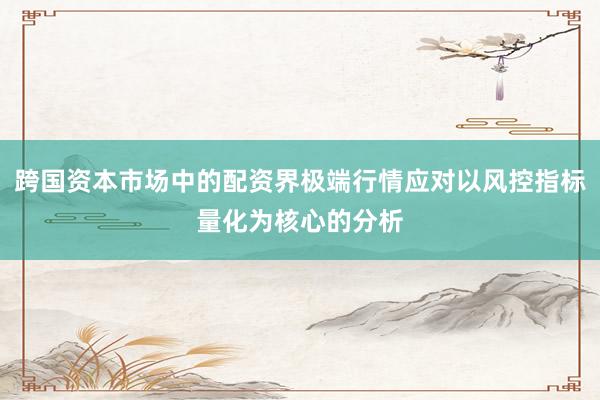 跨国资本市场中的配资界极端行情应对以风控指标量化为核心的分析