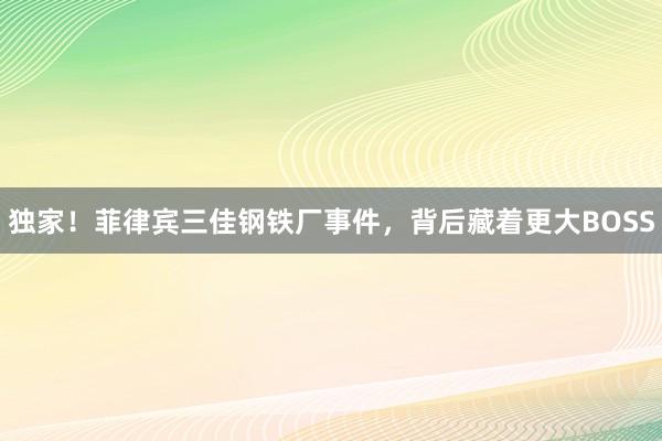 独家！菲律宾三佳钢铁厂事件，背后藏着更大BOSS