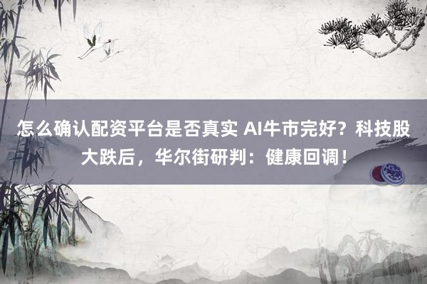 怎么确认配资平台是否真实 AI牛市完好？科技股大跌后，华尔街研判：健康回调！