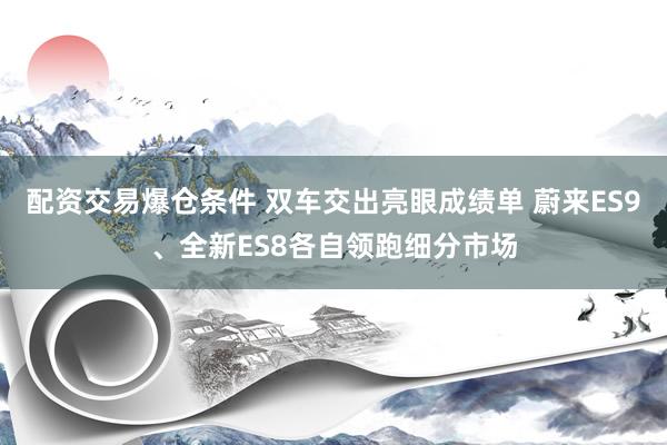 配资交易爆仓条件 双车交出亮眼成绩单 蔚来ES9、全新ES8各自领跑细分市场