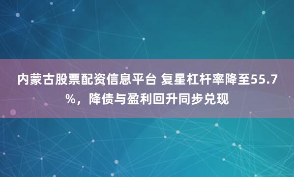 内蒙古股票配资信息平台 复星杠杆率降至55.7%，降债与盈利回升同步兑现