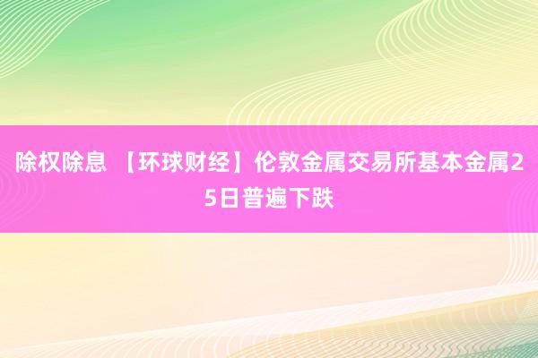 除权除息 【环球财经】伦敦金属交易所基本金属25日普遍下跌