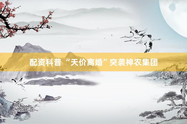 配资科普 “天价离婚”突袭神农集团